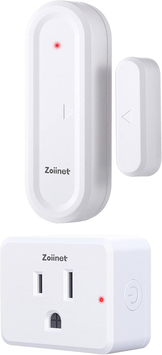 Zoiinet Door Sensor Outlet, Wireless Mini Contact Window Sensor, 15A/1500W