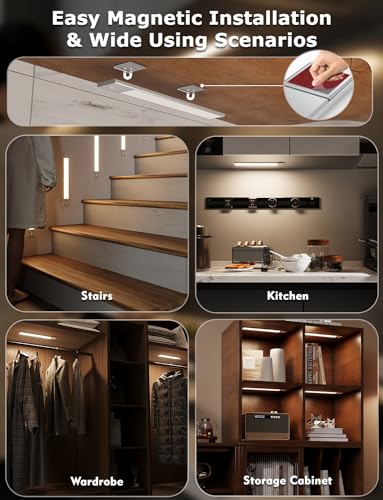 12" Under Cabinet Lighting Wireless, Remote, Motion Sensor, 4Pack, Silver - Image 7