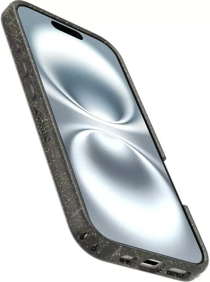 OtterBox iPhone 16 (Only) - Bundle: Symmetry+ Clear Series Case - Stardust Night (Silverflake/Trans Black) - Premium Glass Screen Protector - Snaps to MagSafe - Raised Edges Protect Camera & Screen