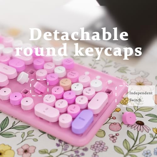 Colorful Wireless Bluetooth Keyboard (Pink Colorful)