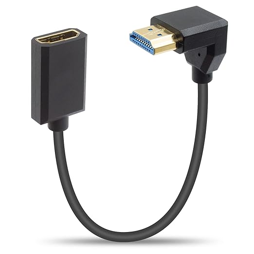 Duttek 8K HDMI 90 Degree Adapter 1Ft/30cm,[48Gbps, Extreme Slim/Thin ] Down Angle HDMI Male to Female Cable Support 8K@60Hz 4K@120 7680P for TV, Laptop, Projector, Monitor, Xbox