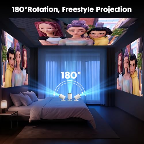[Built-in Apps] Mini Projector with WiFi and Bluetooth & Android 12, Electric Focus 1080P Mini Portable Projector, Compatible with HDMI/Smartphone/USB for Movie/Gaming