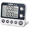 Digital Kitchen Cooking Timer, Dual Count Up & Down with Magnetic Back, Large Display, Adjustable Volume and Flashing Alarm Light, ON/Off Switch Stopwatch, Battery Included