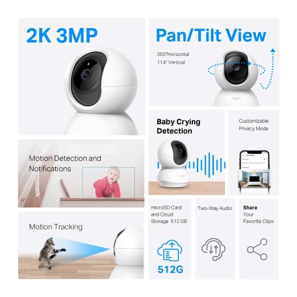 Tapo 2K Pan/Tilt Security Camera for Baby Monitor, D | Smart Home - Image 4