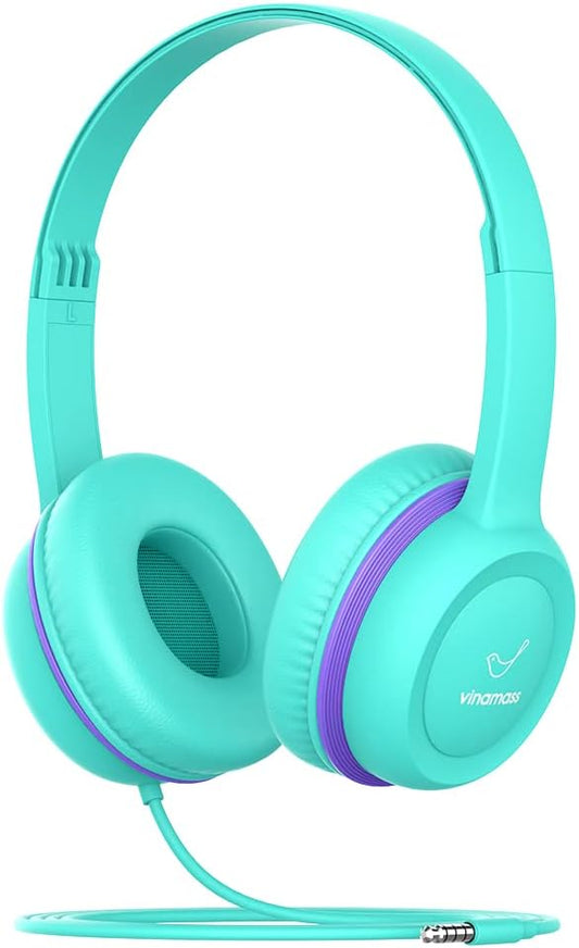 Kids Headphones, Wired Headphones for Kid with Safe Volume Limiter, Kid Headphone with Cord 3.5mm Jack, On-Ear Girls Boys Toddler Headphone for School ﻿