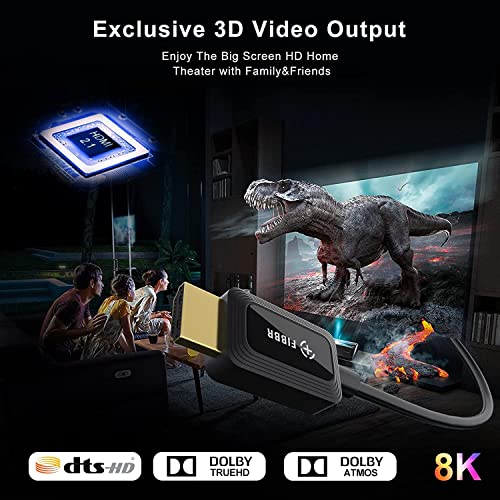FIBBR Fiber Optic HDMI 2.1 Cable 24ft 48Gbps 8K@60Hz 4K@120Hz VRR ALLM