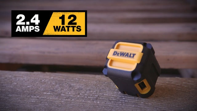 DEWALT Heavy Duty NeverBlock USB Charger, Angled Dual Port 12W Wall Charger