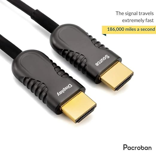 Pacroban 4K HDMI Fiber Optic Cable – Active High-Speed HDMI Cable, 4K High Video Resolution HDMI Cable 60hz, HDR, HDCP 2.2, 18Gbps – Flexible Lightweight Cable (40ft)