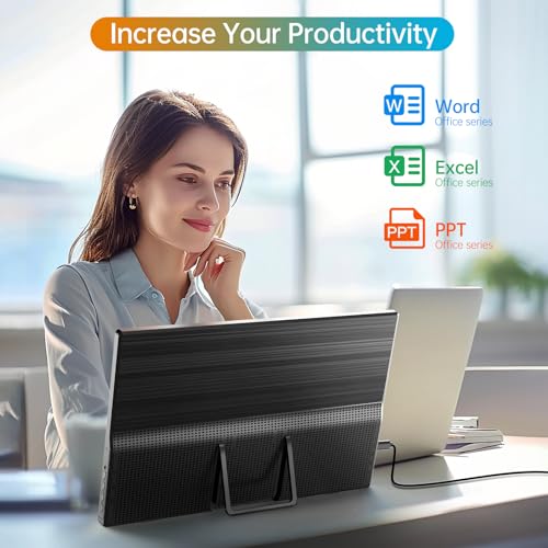 Portable Monitor 15.6 Inch 1080P USB-C HDMI Ultra-Slim Travel Monitor with Kickstand, Compatible with Xbox, Laptop, PC, Mac Phone, PS, Swich IPS Ultra-Thin Zero Frame Gaming Monitor