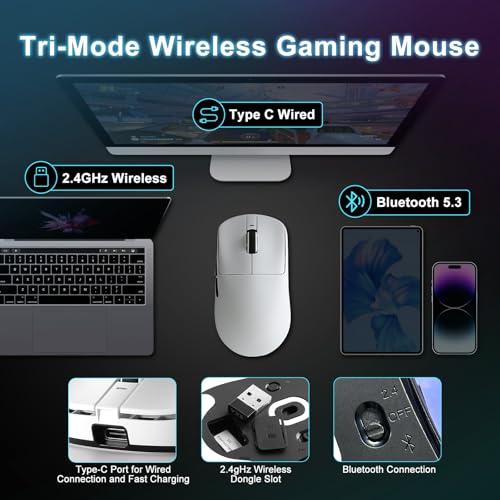 ATK R1 SE+ Wireless Gaming Mouse, 18000 DPI,Tri-Mode Mouse(White)