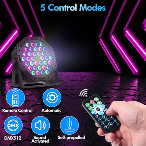 Rechargeable LED Par Can Lights, RGB Battery Powered Stage Uplights with Sound Activated Remote & DMX Control for Festival Event Wedding Bar Church