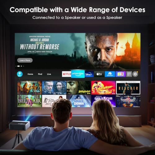 Projector with WiFi and Bluetooth, 4K Outdoor Movie Projector for Home