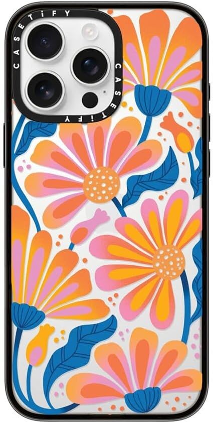 CASETiFY Compact iPhone 16 Pro Max Case [4 ft. 2X Military Grade Drop Protection/Slim/Lightweight] - Lazy Daisy - Clear Black