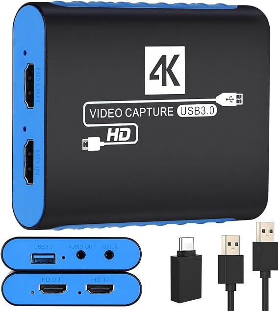 USB3.0 Capture Card for Streaming,YUY2 1080P 60FPS for Switch/PS5/Xbox/DSLR