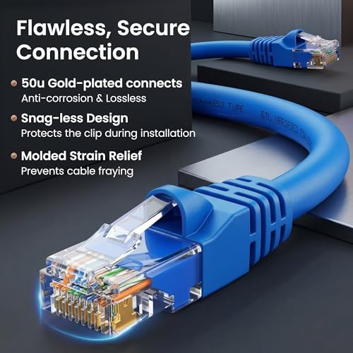 GEARit Cat6 Patch Cables Cat 6 Ethernet Cable 30 ft 5-Pack Blue