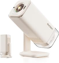 Aurzen BOOM Air Google TV Portable Projector with USB-C Powered, Off-White - Image 1