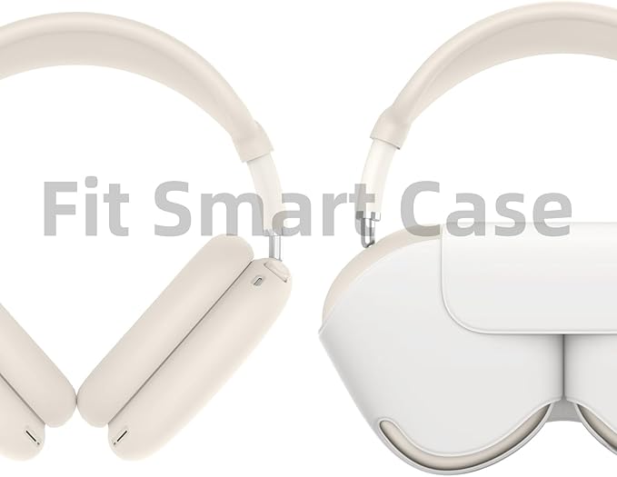 Silicone Case Cover for AirPods Max, Ear Pad Case Cover/Ear Cups Cover/Headband Cover for AirPods Max Headphones, Accessories Soft Silicone Protector for Apple AirPods Max New USB-C (2024) (Beige)