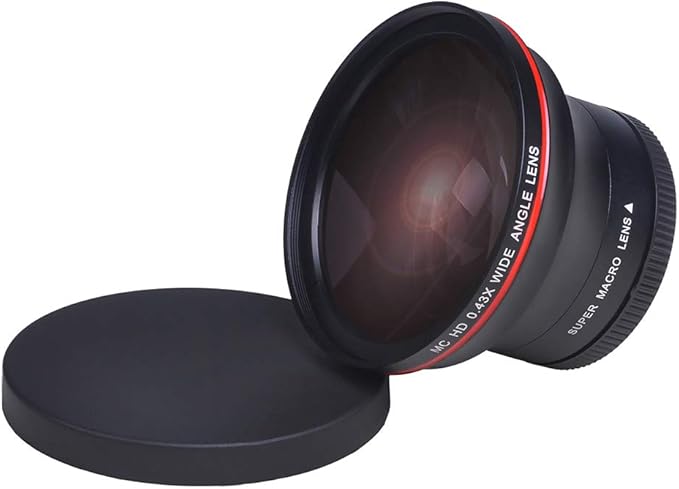 58MM 0.43x Professional HD Wide Angle Lens w/Macro Portion for Canon EOS Rebel 77D T7i T6s T6i T6 T5i T5 T4i T3i SL2 60D 7D 70D