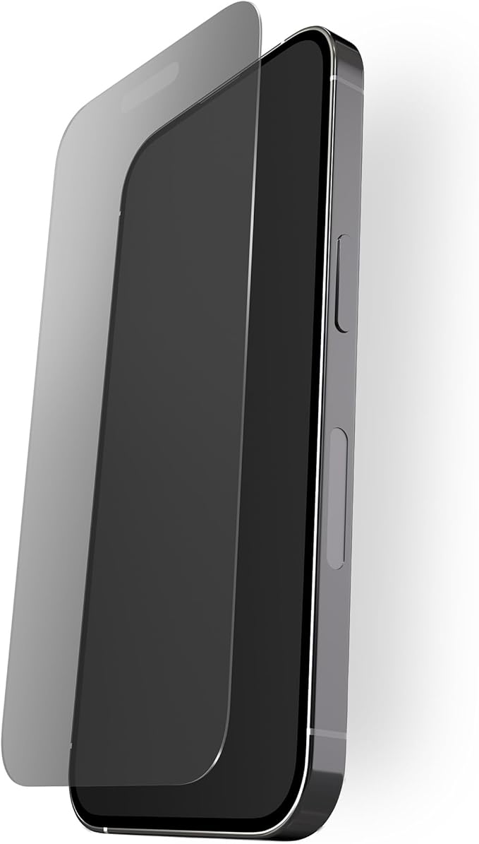 BodyGuardz Pure 3 Privacy Glass Compatible with iPhone 17 and iPhone 16 Devices, 2-Way Privacy Technology, 9H Hardness, Easy Install, Case Friendly - Black Border (for iPhone 17-6.3 inch)