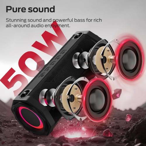 Oraolo S320 Bluetooth Speaker, Portable Bluetooth Speaker, 40W True Wireless Speaker,360° Stereo Sound Effect,IPX7 Waterproof Speaker, 32 Hour Playing Time,Suitable for Outdoor Spe - Image 3