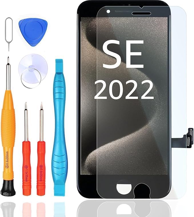 LL TRADER Screen Replacement for iPhone SE 2022 (SE3) 4.7" LCD Retina FHD Display COF Touch Screen Digitizer with Repair Tool Kits, Waterproof Tape, Screen Protector