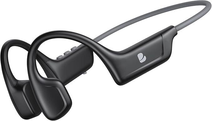 Bone Conduction Headphones, Open Ear Bluetooth Sport Headphones, IPX6 Sweat Resistant, Bluetooth V5.4, 10H Playtime, Comfortable Fit Wireless Earbuds with Mic for Running, Gym, Cycling, Outdoor, Black