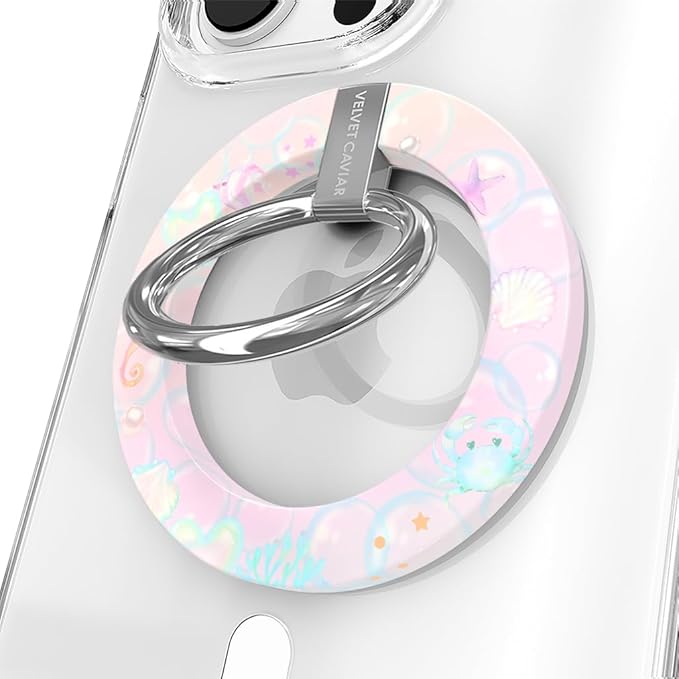 VELVET CAVIAR Compatible with MagSafe Phone Grip - Magnetic Ring Holder with Adjustable Stand - Removable MagSafe Accessories for iPhone 16, 15, 14, 13, 12 (Dolphins)