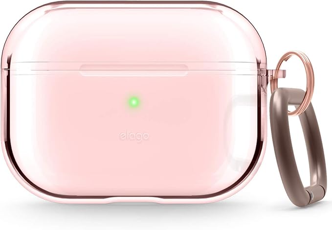 elago Compatible with AirPods Pro Case Clear - High Rating, TPU Transparent Shockproof, Protective Case Cover with Keychain, Gel Tape Included, Wireless Charging [Lovely Pink]