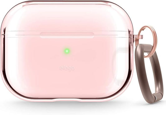 elago Compatible with AirPods Pro Case Clear - High Rating, TPU Transparent Shockproof, Protective Case Cover with Keychain, Gel Tape Included, Wireless Charging [Lovely Pink]