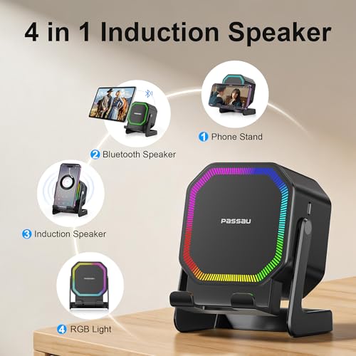 Passau Wireless Induction Bluetooth Speaker with Phone Stand RGB Light