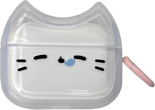 Transparent Clear Earphone Case for AirPods Pro 3 2025, Cute Lovely Cat Face Soft TPU Silicone Case, Kitty AirPods Pro 3 Cover Protective Skin Shockproof Protector for iPod Earbuds -Sleeping