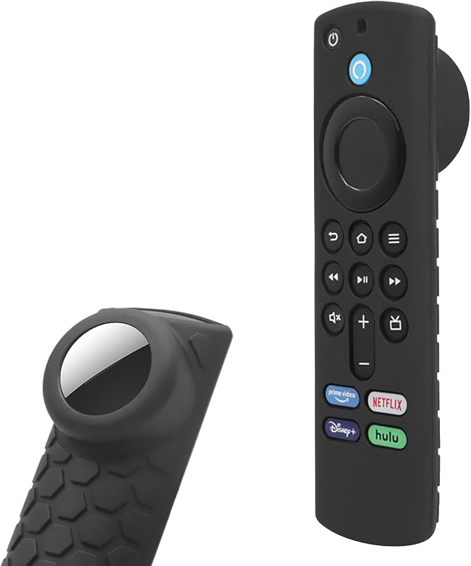 SaharaCase Remote Silicone Case Compatible with Amazon Fire TV Stick 4K and Compatible with Apple AirTag (3rd Generation) Lightweight Anti Slip Shockproof Silicone Cover (Black)
