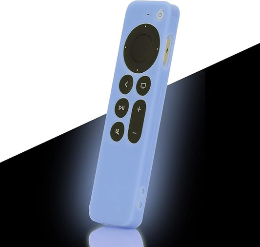 LEFXMOPHY Cover Replacement for Apple Remote Case New 4K TV 2021-2024 Series 6 Generation / 6th Gen Control, Siri 2nd Silicone Skin Glowing in Dark with Lanyard-Glow Blue