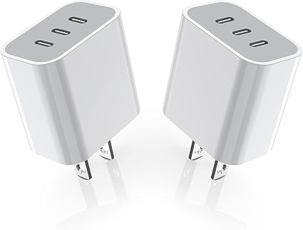iPhone 16/17 Charger Block,USB C Charger [2 Pack] 35W 3-Port Wall Cube Fast Type C Charging Block PD Power Adapter for iPhone 17/17 Pro Max/16/16Pro/15/15Pro/14 Pro Max/13/12/11, iPad,Galaxy,Pixel 4/3