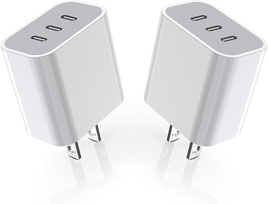 iPhone 16/17 Charger Block,USB C Charger [2 Pack] 35W 3-Port Wall Cube Fast Type C Charging Block PD Power Adapter for iPhone 17/17 Pro Max/16/16Pro/15/15Pro/14 Pro Max/13/12/11, iPad,Galaxy,Pixel 4/3