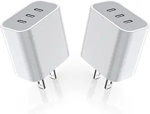 iPhone 16/17 Charger Block,USB C Charger [2 Pack] 35W 3-Port Wall Cube Fast Type C Charging Block PD Power Adapter for iPhone 17/17 Pro Max/16/16Pro/15/15Pro/14 Pro Max/13/12/11, iPad,Galaxy,Pixel 4/3