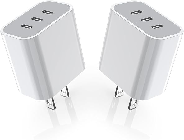 iPhone 16/17 Charger Block,USB C Charger [2 Pack] 35W 3-Port Wall Cube Fast Type C Charging Block PD Power Adapter for iPhone 17/17 Pro Max/16/16Pro/15/15Pro/14 Pro Max/13/12/11, iPad,Galaxy,Pixel 4/3