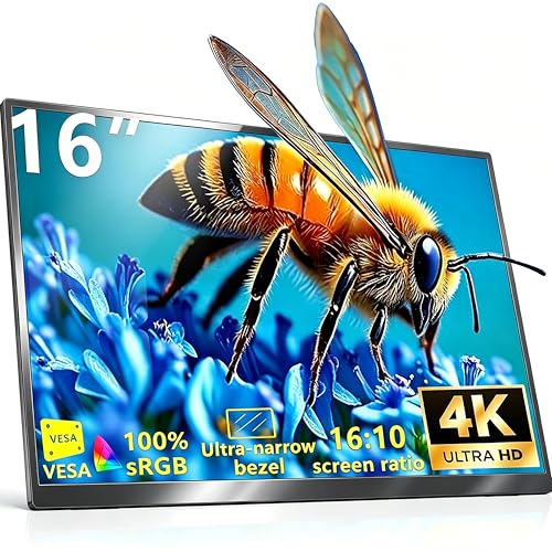16” 4K Portable Monitor, 3840×2400 IPS 16:10 Gaming Display