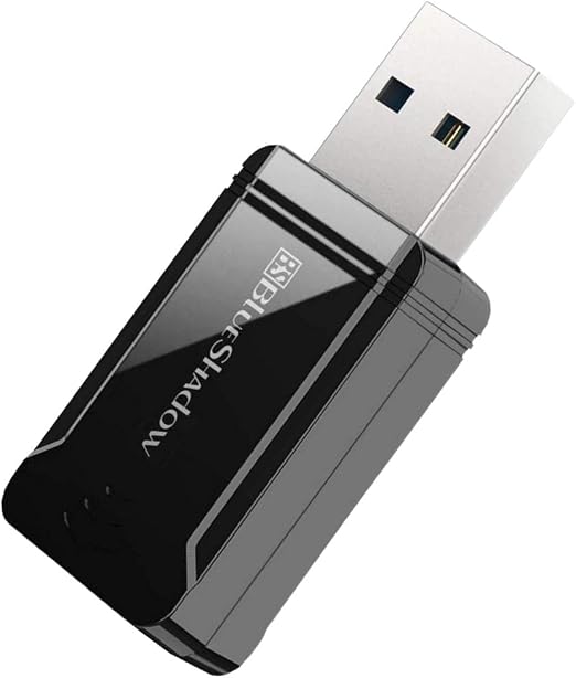 Blueshadow AC1300 USB WiFi Adapter - 2.4G/5G Dual Band Wireless Network Adapter for Desktop Computers PC, MU-MIMO WiFi Dongle, USB 3.0, Supports Windows 11, 10, 8.1, 8, 7, XP/MAC OS 10.5-10.15
