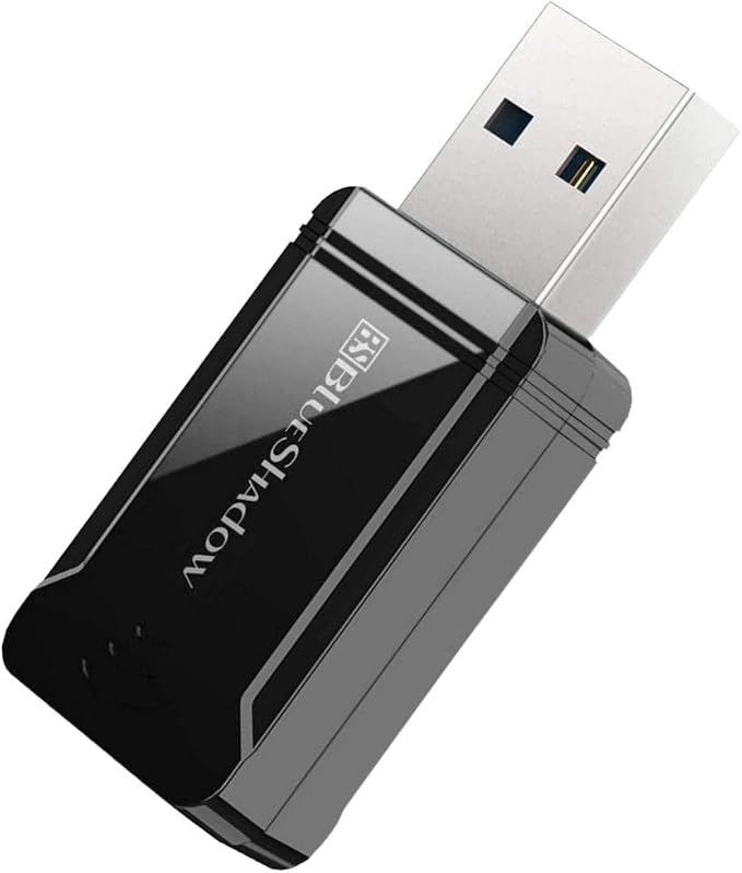 Blueshadow AC1300 USB WiFi Adapter - 2.4G/5G Dual Band Wireless Network Adapter for Desktop Computers PC, MU-MIMO WiFi Dongle, USB 3.0, Supports Windows 11, 10, 8.1, 8, 7, XP/MAC OS 10.5-10.15