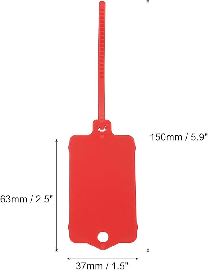MECCANIXITY Plastic Tags, 1.5x2.5 Inch Red, 25 Packs - Product Identification, Shipping, Material Labels - Indoor/Outdoor Use