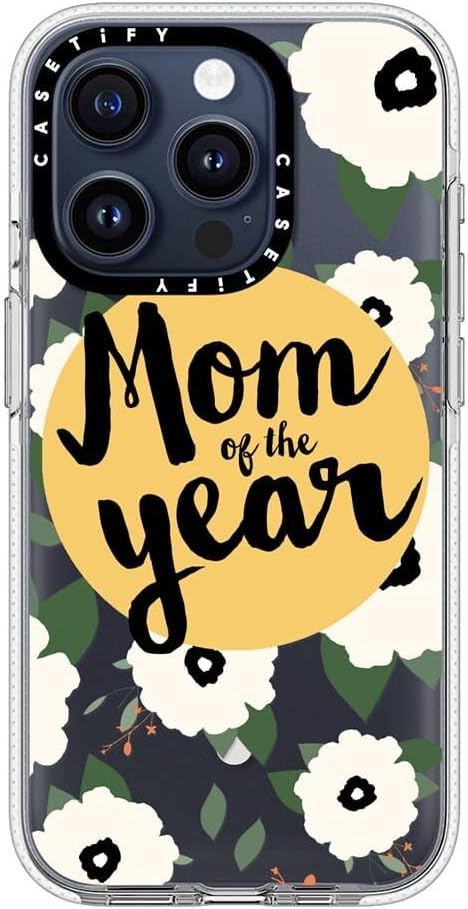 CASETiFY Clear iPhone 15 Pro Case [Not Yellowing / 6.6 ft. 3X Military Grade Drop Protection/Compatible with Magsafe] - Mom of The Year Yellow Floral - Clear