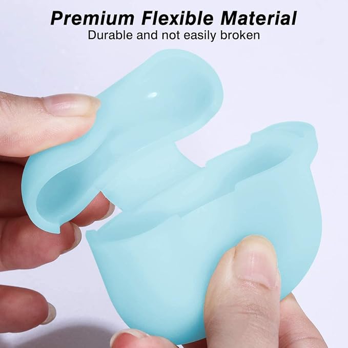 Lerobo Compatible with AirPods Pro Case Cover,Pretty Night Glow Silicone Case Cover Compatible with Apple AirPods Pro 2nd Gen with Keychain, Front LED Visible, Nightglow Blue