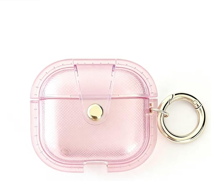 for AirPods Pro 3 Case 2025 with Lock Clear Cases,Soft TPU Cover for Airpods Pro 3rd Case for Air pod Pro 3 Cover with Keychain for Airpods Pro 3 Gen for Women Girls (Pink)