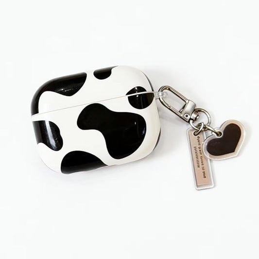 for Airpods 4 Gen Case 2024, Cute Cow Airpods 4th Generation Protective Hard Skin Women Girl with Keychain for Apple iPod Pro 4 Gen Case- Black Cow for Women Girls- Black Cow