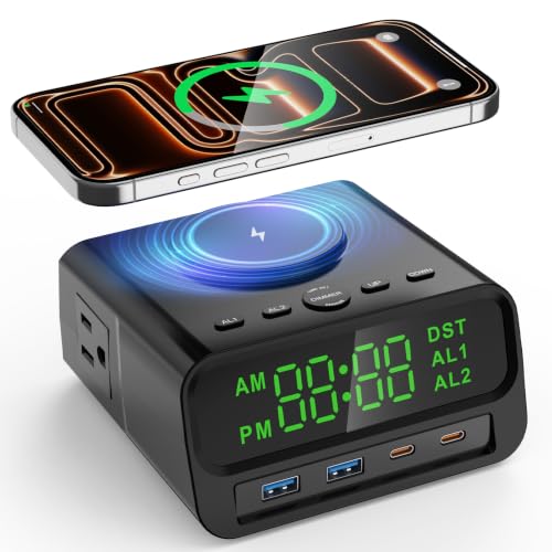 XBA Digital Alarm Clock with 15W Magsafe Wireless Charging for Bedroom