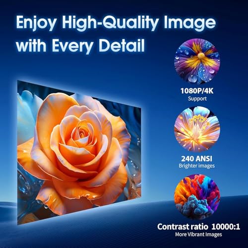 Mini Projector Support 4K 1080P FHD Portable Projector Built-in App