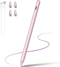 DRYMOKINI Stylus Pen, Active Stylus Pen Touch Screens Compatible for Android and i-OS Tablet/Phones, Rechargeable Universal Stylus Pencil Compatible for A-pple/i-Pad/Phone Tablet, Pink