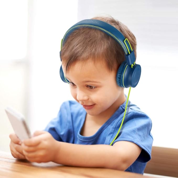 M2 Kids Headphones Wired Headphone for Kids,Foldable Adjustable Stereo Tangle-Free,3.5MM Jack Wire Cord On-Ear Headphone for Children/Teens/Girls/School/Kindle/Airplane/Plane/ (Blue)