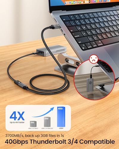 Silkland 40Gbps USB4 USB C Extension Cable 240W for Thunderbolt 4, 3.3 FT